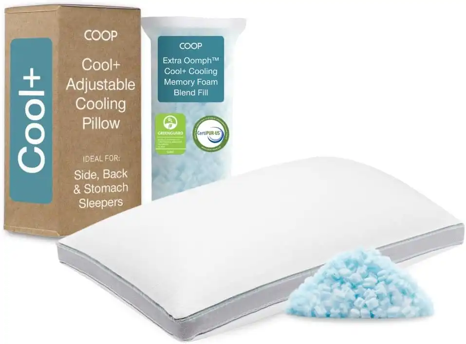 Coop Cool+ Pillow - Adjustable fill pillow with a cooling cover