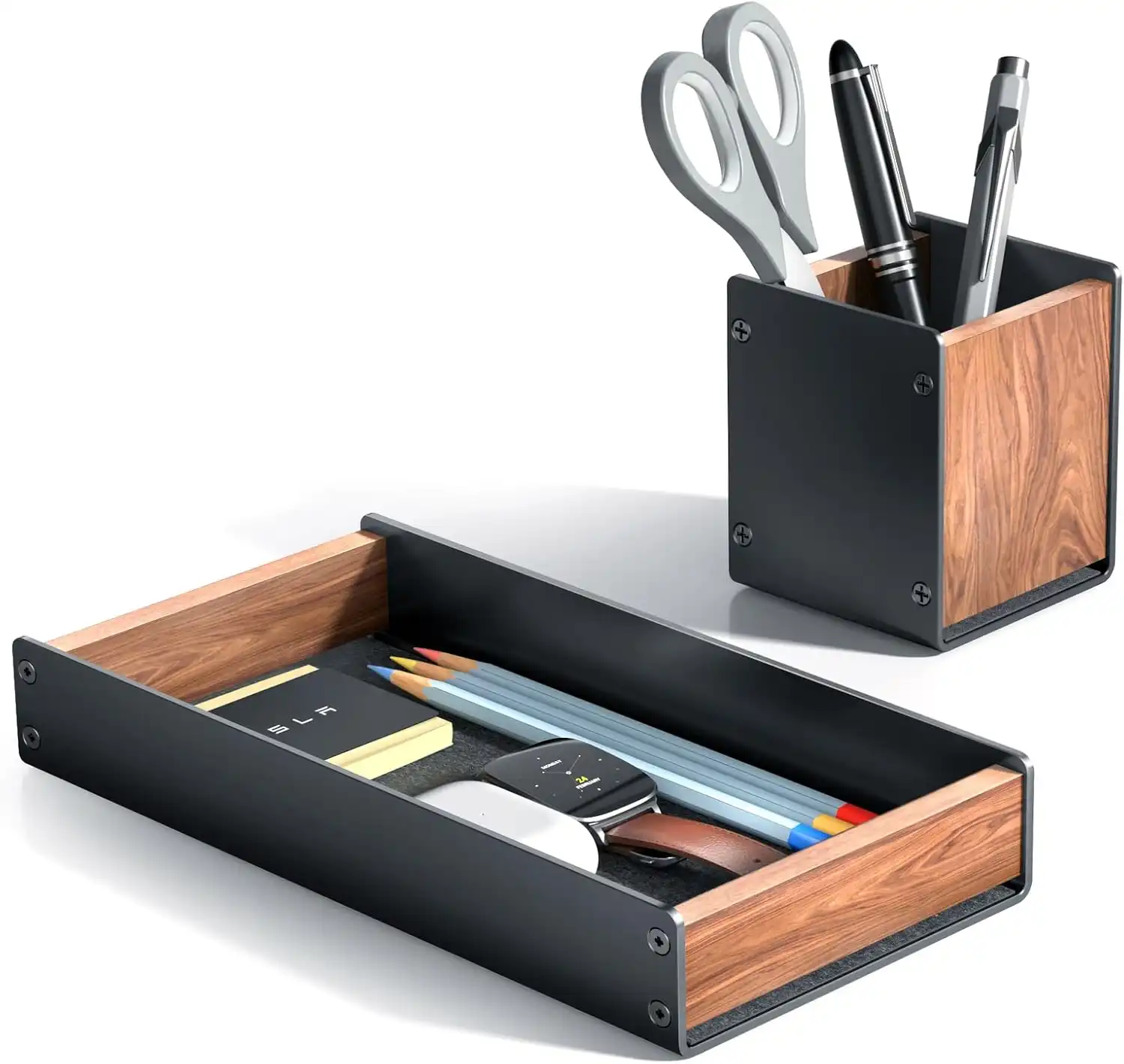 UPERGO Walnut Desk Tray - Walnut tray that sits on the shelf